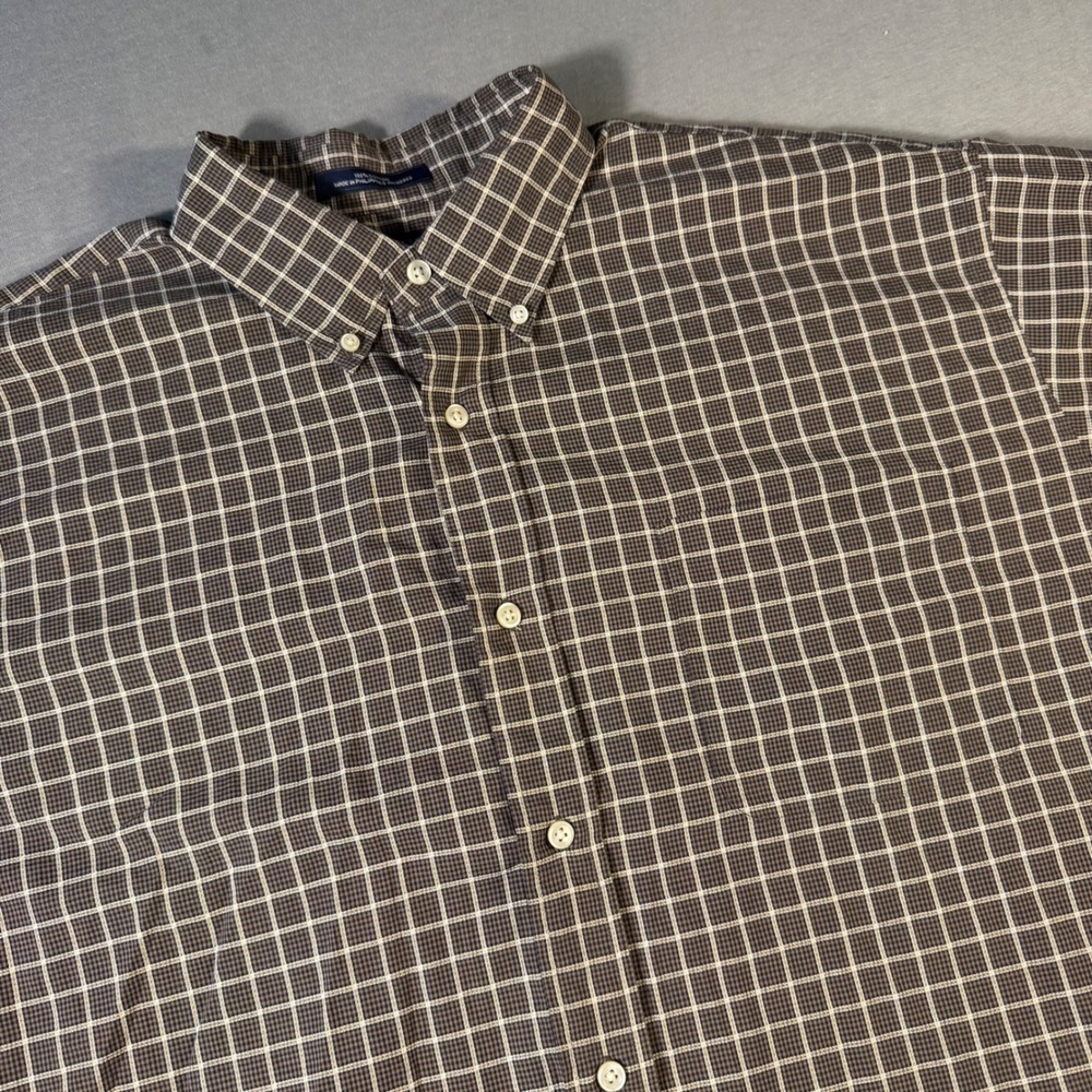 Daniel Cremieux Collection Shirt Mens XL Brown Plaid Italian Fabric Button Down